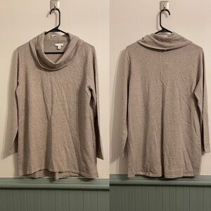 J. Jill Pullover Sweater Womens‎ Medium Cream Speckled Cowl Neck Long Sleeve